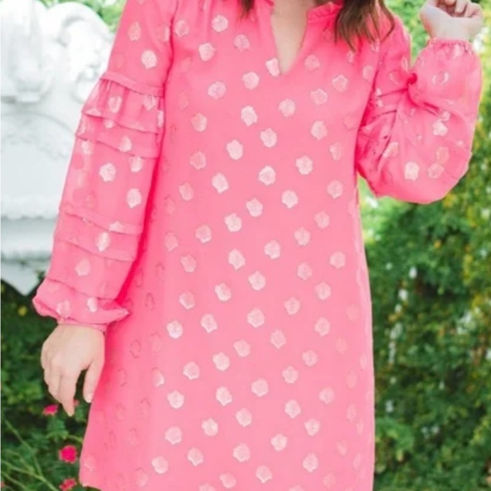 Coral Dress with Metallic Accents